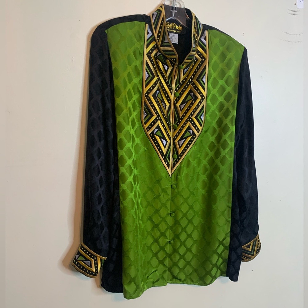 Bob Mackie Silk Wearable Art Long Sleeve Blouse / Jacket Sz M - Picture 7 of 12